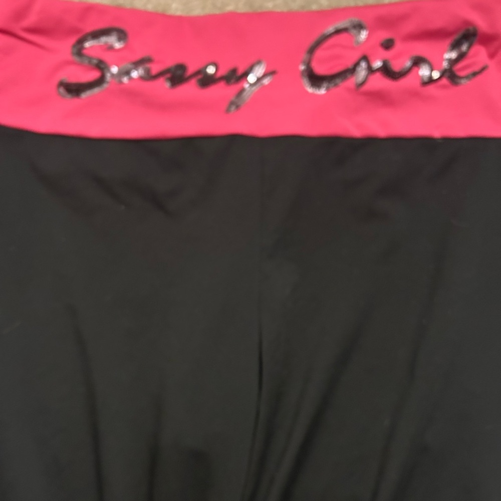 Black and Pink Sassy Girl Flare Leggings | Size Large